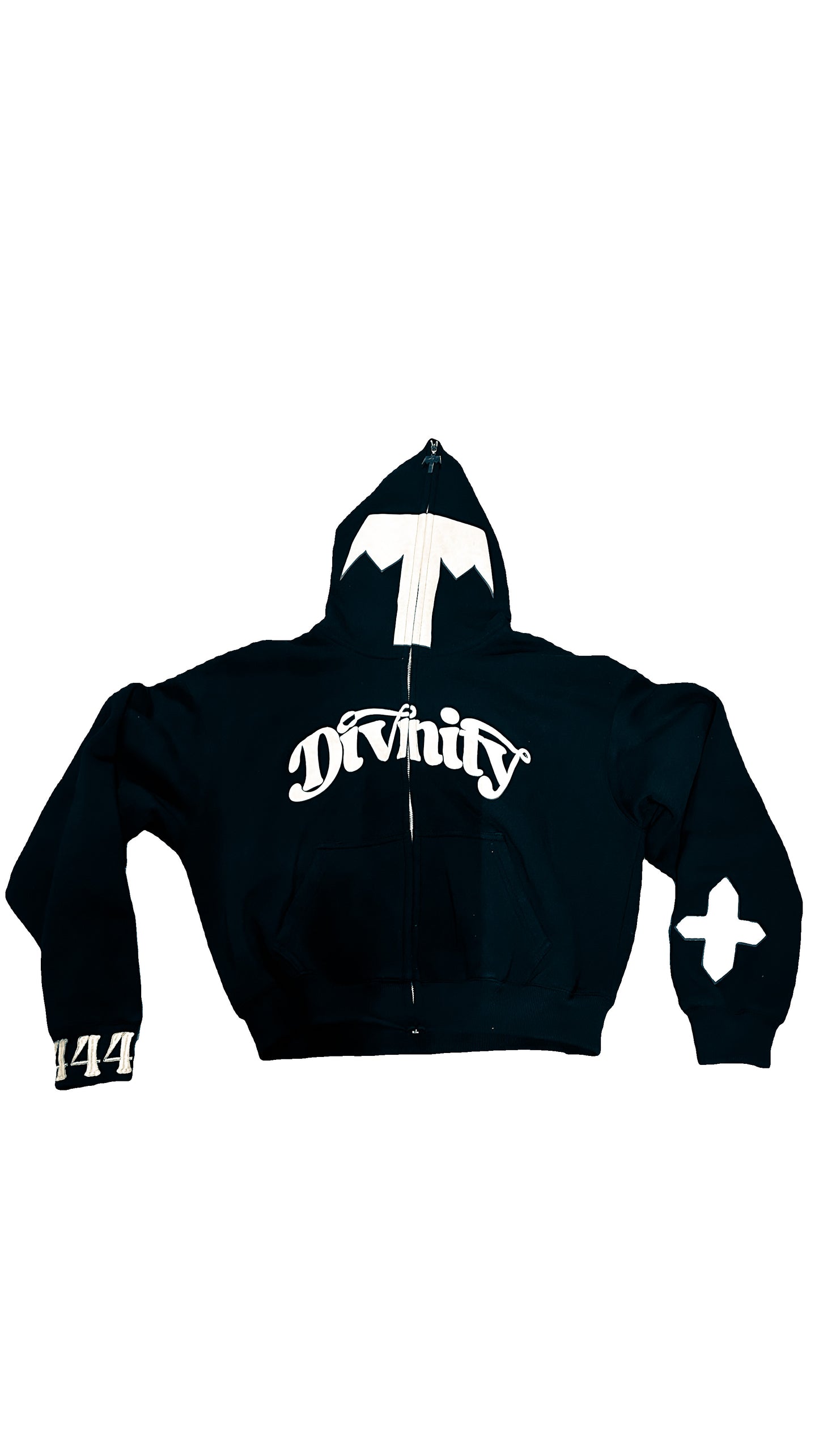 Black and White "Divinity" Full Zip-Up Hoodie